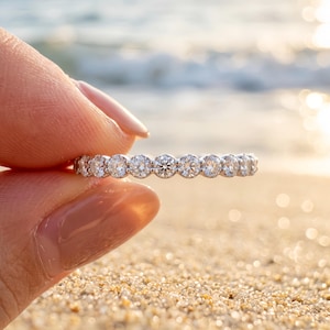 Waterproof Delicate Eternity Band, Waterproof Silver Ring, Bubble Eternity Ring, Dainty Stackable Ring, Milgrain Bezel Ring, Gift for Her