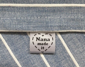 Nana Made It! tags & labels, sew knit crochet craft quilt, Made with Love folded tag, custom personalized label, Grandma, Mimi, Gigi Abuela