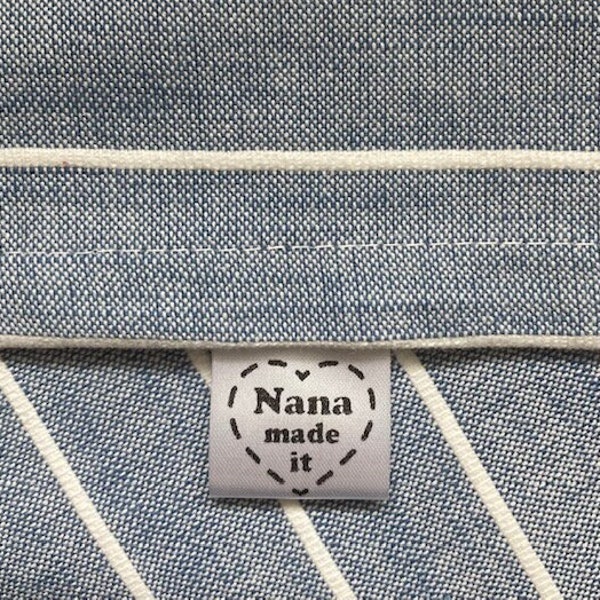 Nana Made It! tags & labels, sew knit crochet craft quilt, Made with Love folded tag, custom personalized label, Grandma, Mimi, Gigi Abuela