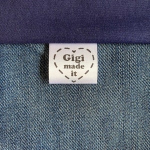 Gigi hat es geschafft! Tags & Labels, gefaltetes Etikett Made with Love, nähbar, gestrickt, gestrickt, gestrickt