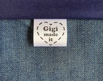 Gigi Made It! tags & labels, sew knit crochet craft quilt, Made with Love folded tag, custom personalized label, Nana Grandma Mimi Abuela