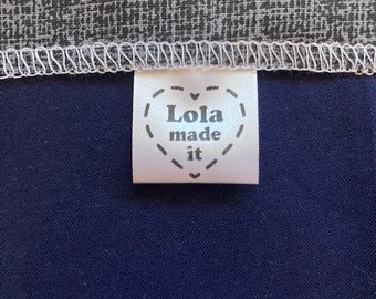 Lola Made It! tags & labels, sew knit crochet craft quilt, Made with Love folded tag, custom personalized label, Grandma, Nana, Gigi Abuela