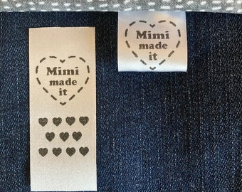 Mimi Made It! tags & labels, sew knit crochet craft quilt, Made with Love folded tag, custom personalized label, Grandma, Nana, Gigi Abuela
