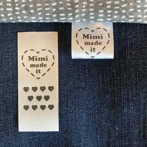 Mimi Made It! tags & labels, sew knit crochet craft quilt, Made with Love folded tag, custom personalized label, Grandma, Nana, Gigi Abuela