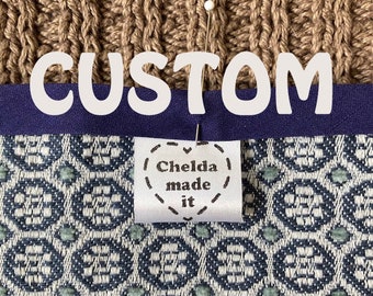 CUSTOM made it tags labels, sew knit crochet craft quilt, Made with Love folded tag, personalized label, Grandma Mimi Gigi Granny Nana