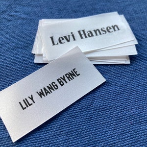 custom name tags, school camp daycare preschool, personalized printed labels, sew on, sew knit crochet quilt craft