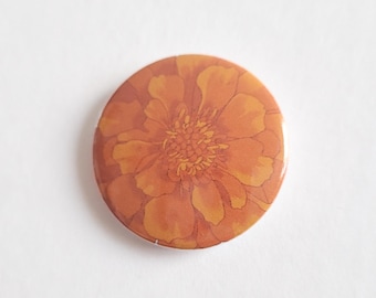 Marigold Flower Button Pin