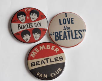 Vintage Beatles Button Pins Reproduction • Novelty Pins