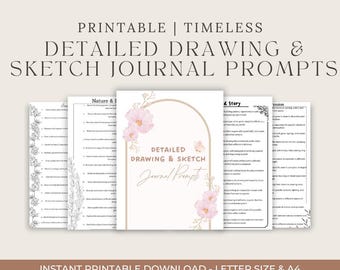 Diário de Desenho e Esboço Detalhado, Modelo de Diário de Arte para Imprimir, Ideias para Caderno de Esboços em Download Digital, Sugestões Criativas para Artistas