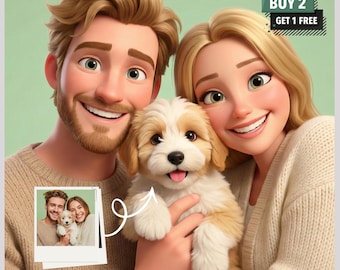Personalized Portrait, Couples Pixar Gift, Pixar Style Portrait, Animated Style Portraits, Digital Download