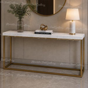 Luxury White Marble Console Table Calacatta Marble Console Table Luxury Hallway Furniture  Entryway Sofa  Modern Living Room Accent Table
