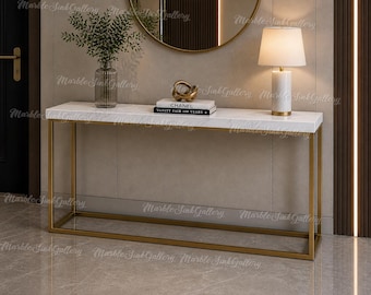 Consolle di lusso in marmo bianco, consolle in marmo Calacatta, mobili di lusso per l'ingresso, divano per l'ingresso, tavolino d'appoggio moderno per il soggiorno.