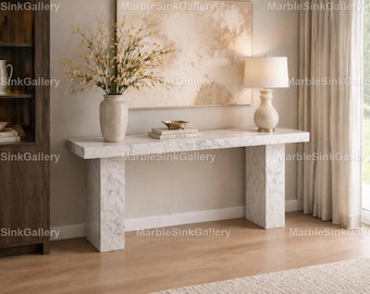 Luxus Calacatta Marmor Konsolentisch, moderner Eingangstisch, weißer Marmor Flurtisch, minimalistischer Sofatisch, High-End-Steinmarmortisch