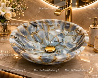 Gray Agate Crystal Bowl Luxury Coffee Table Decor Semi Precious Stone Bowl Natural Agate Serving Bowl Home Accent Unique Artisan Home Decor