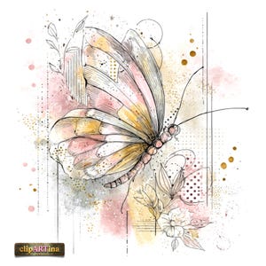 12 JPG Fjärils Clipart-paket – Pastellfärgade fjärilsillustrationer, mjuk blommig stil, scrapbooking, kort, utskrivbar, digital nedladdning