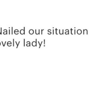 May include: A customer review with five black star ratings. The text reads, "Wonderful letter! Nailed our situation. I highly recommend this lovely lady!" The review is by Megan, dated Feb 6.
