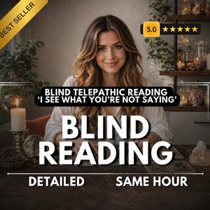 May include: An advertisement for a blind reading service. The image shows a woman with long brown hair and a white shirt. The text "BLIND READING" is prominently displayed. Additional text includes "DETAILED" and "SAME HOUR."