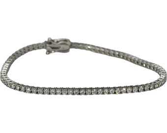 Bracelet tennis en or blanc 14 carats et diamant rond 2,75 carats