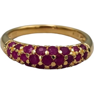 14k Yellow Gold Round Ruby Band Ring 0.55ct Size 8.25