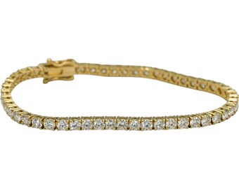 Bracelet tennis en or jaune 14 carats et diamants ronds 7,19 carats