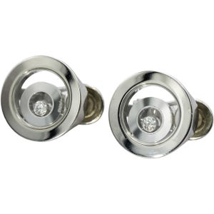 Chopard 18k White Gold Happy Spirit Diamond Double Round Earrings