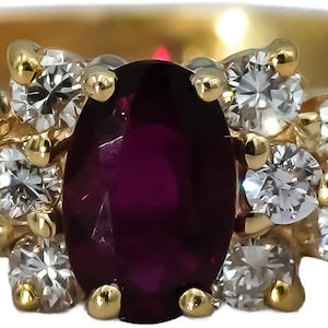14k Yellow Gold Diamond and Ruby Cocktail Ring 0.75ct Size 8.5
