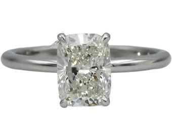Igi 14k White Gold Vs2/F Cushion Cut Lab-Grown Diamond Solitaire Ring 1.89ct