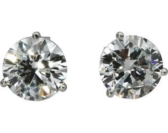 14k White Gold vs Round Lab-Grown Diamond Martini Setting Stud Earrings 5.08ct