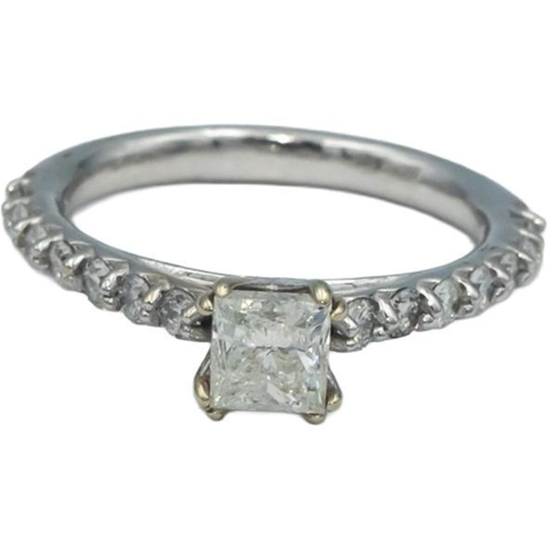14k White Gold Diamond Engagement Ring 1.17ct W/ .72ct Princess Center ...