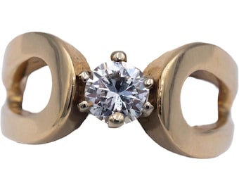 14k Yellow Gold Round Diamond Solitaire Ring 0.46ct Size 5