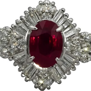Gia Certified Platinum Burma Ruby and vs Diamond Cocktail Ring 3.04ct Size 6.5