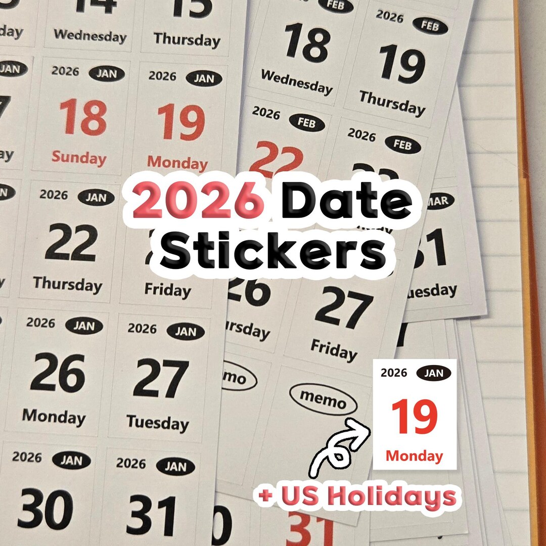 Issue Date Sticker 2026 Date Sticker Set | 365 Daily Calendar Dates • 12 Months - Etsy