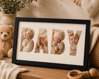 Regalo personalizado con foto recortada de cartón enmarcado, letras, nombre personalizado, arte, graduación, regalo para personas mayores, recuerdos deportivos, palabras, familia, boda