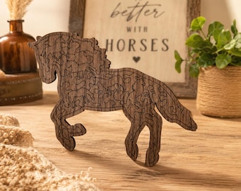 Wooden Horse Puzzle Wall Art Farmhouse Rustic Home Accent Equestrian Theme Animal Jigsaw Brain Teaser Adult Game Enthusiast Birthday Gift