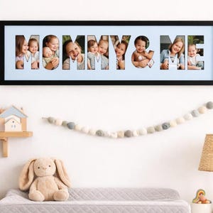 Mommy Me Frame Wall Display Photo Mat Dual Opening Picture Frame Mother Child Portrait Memory Gift Special Present Decorative Text Cutout Design Family Photo Display Sentimental Wall Art Mother Day Gift Wooden Frame Construction Beautiful