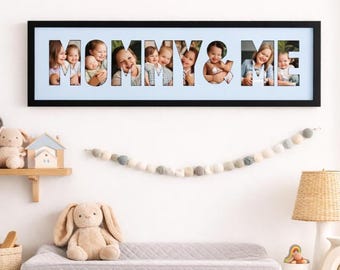 Mommy and Me Personalized Mothers Day Gift Letter Photo Collage Framed Matboard Word Display Custom Name Art New Baby Gift Baby Room Decor