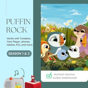 Zestaw audio Puffin Rock (sezon 1 i 2) | Opowieści i piosenki dla dzieci w formacie MP3 | Kompatybilny z Toniebox i Yoto