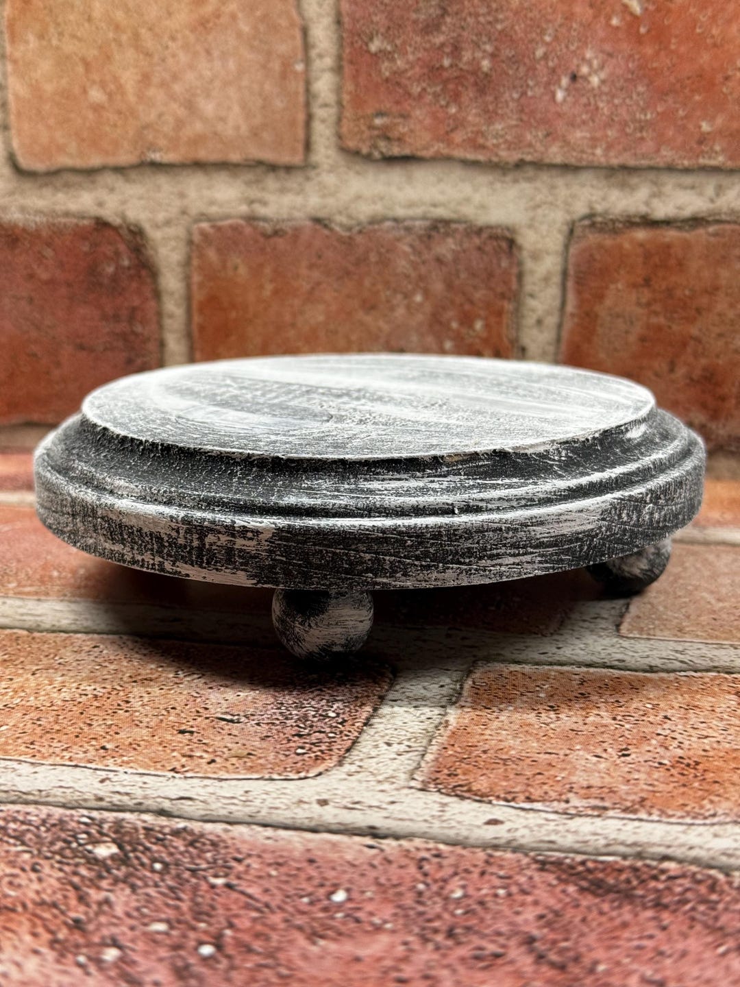 Round Circle Riser for Decor Displays White & Black Farmhouse Weathered ...