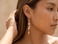 Dainty Diamond Floral Drop Earrings, Minimalist CZ Flower Dangle Earrings, Everyday Drop Earrings, Birthday Gift for Her, Christmas Gift