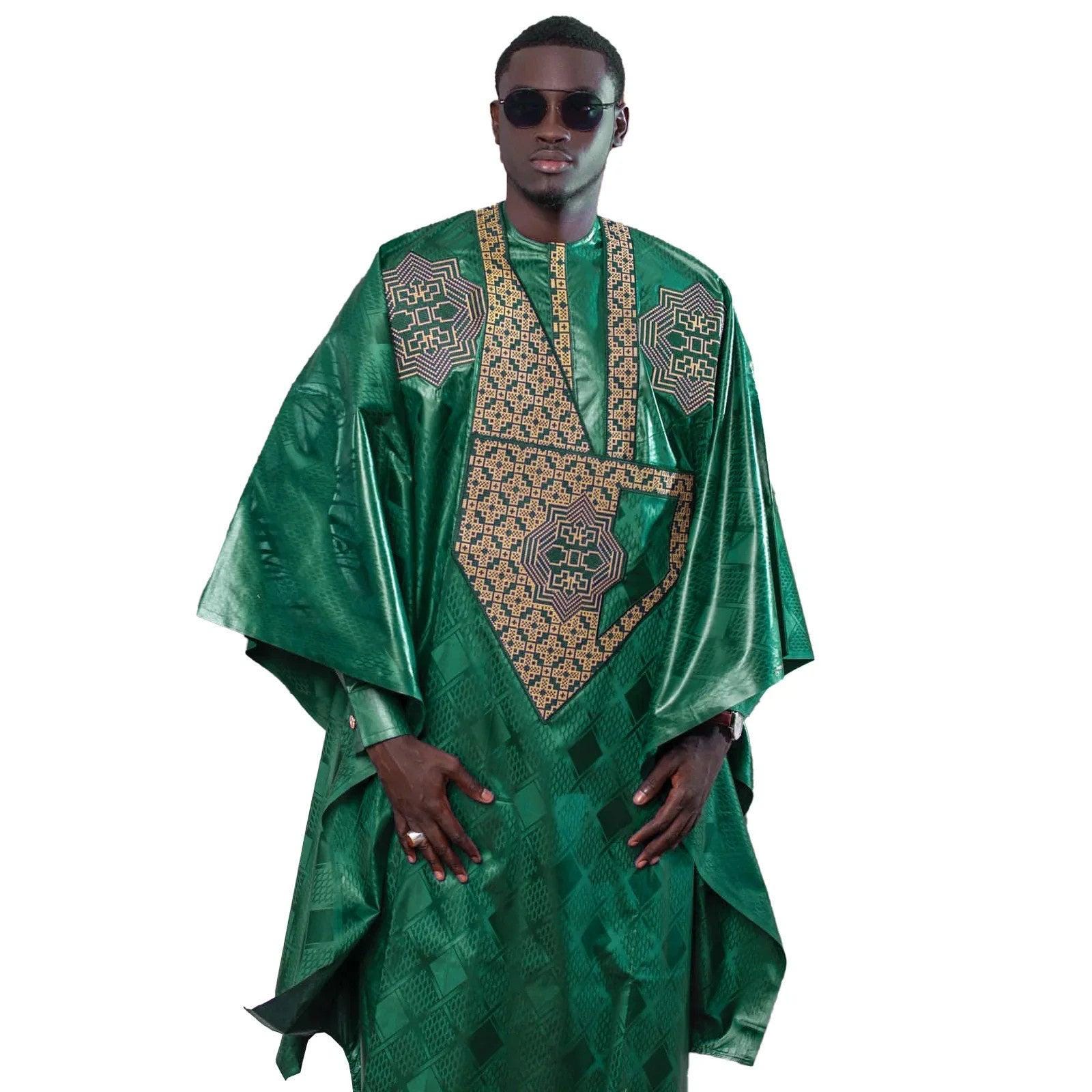 African Men's Three Pieces Traditional Bazin Riche Embroidery Design ...