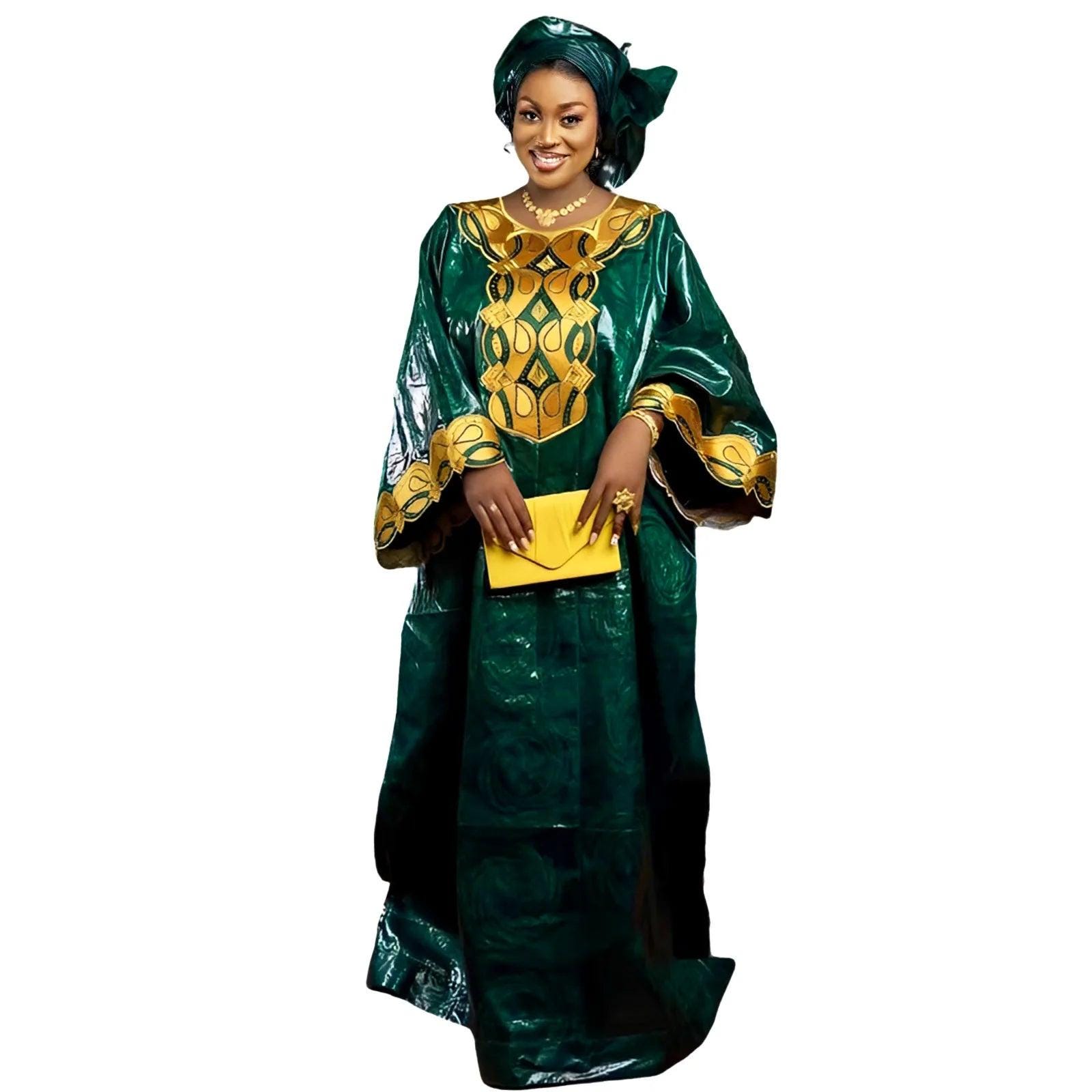 green and gold african dress Nakato African Print Maxi Dress (Yellow / Green), 3XL main image 1