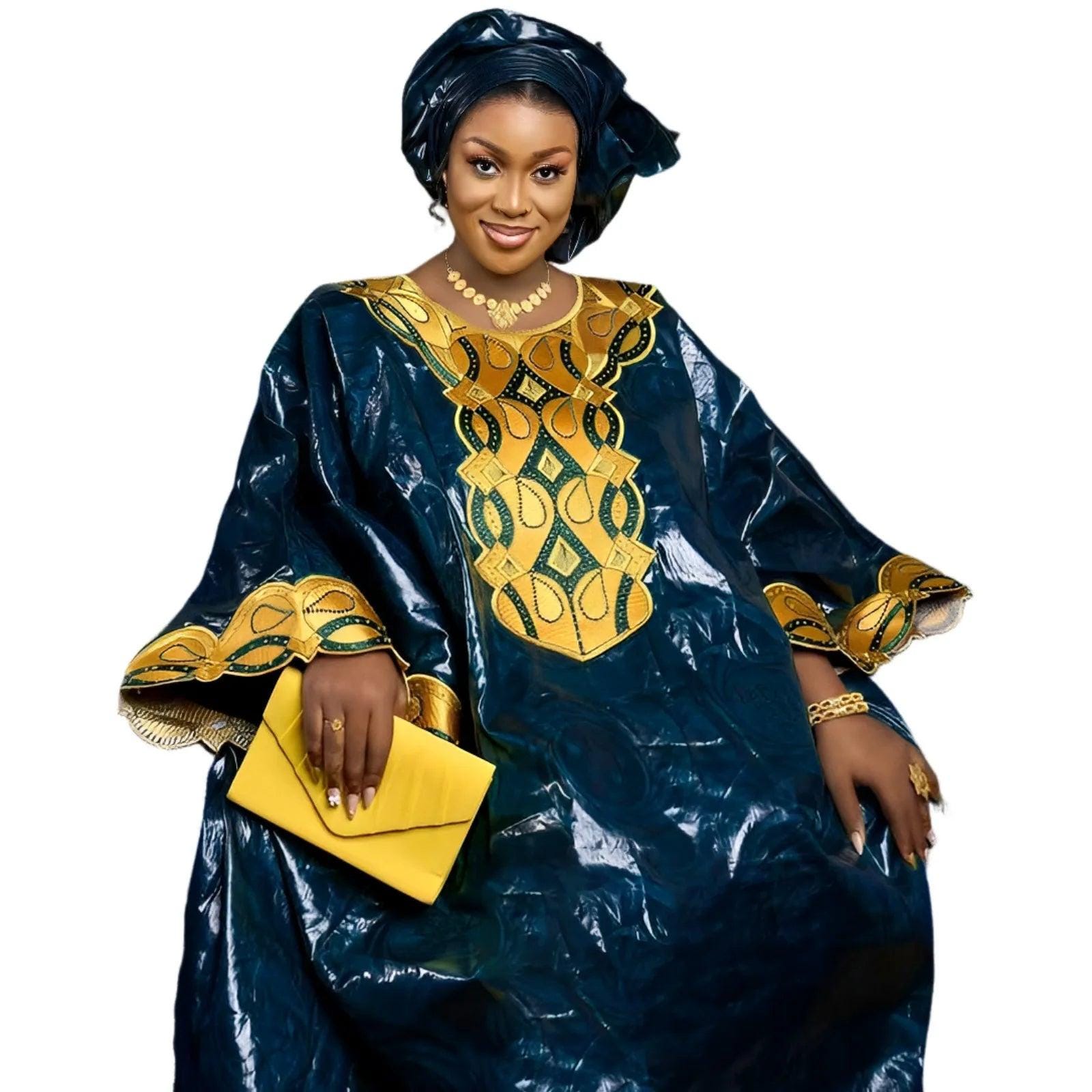 blue and gold african print dress African Dress Gown African Print High Low Dress Fire and Ice – Wax & Wonder main image 0