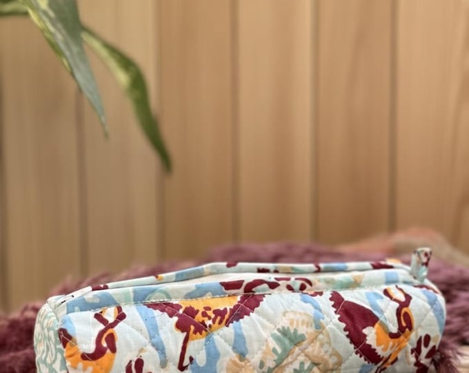 Hand Block Print Cotton Pencil Case, Handmade Zipper Pencil Bag, Stationery Pouch, Eco Friendly School Supplies Organizer