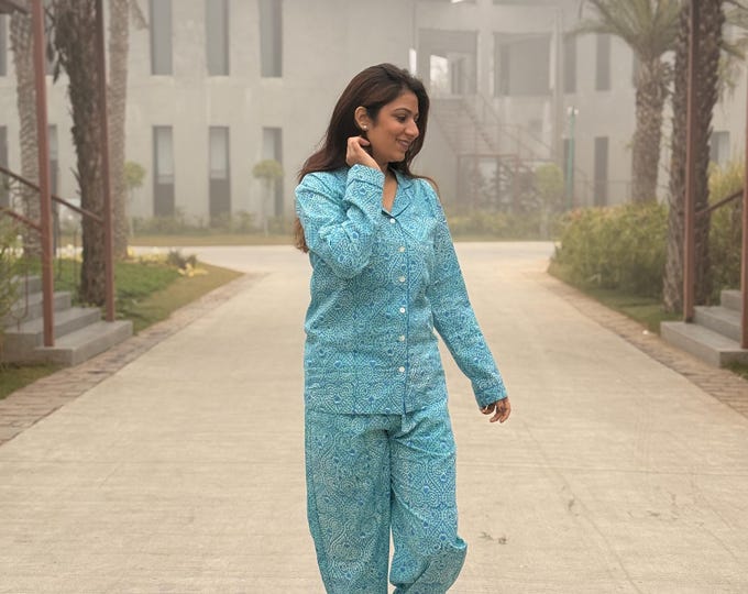 Hand Block Print Cotton Coord Set, Matching Top and Pants Set, Handmade Loungewear Set, Comfortable Summer Outfit