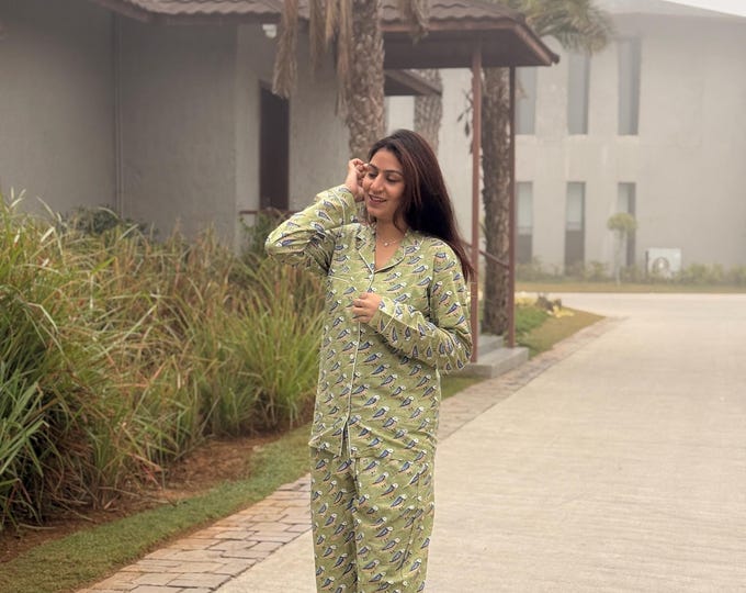 Hand Block Print Cotton Coord Set, Matching Top and Pants Outfit, Handmade Lounge Wear, Boho Summer Set