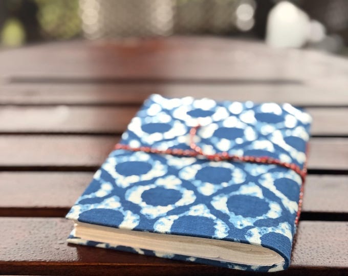 Handmade Indigo Block Print Diary | Handcrafted Fabric Journal | Artisan Notebook for Writing, Sketching & Gifting