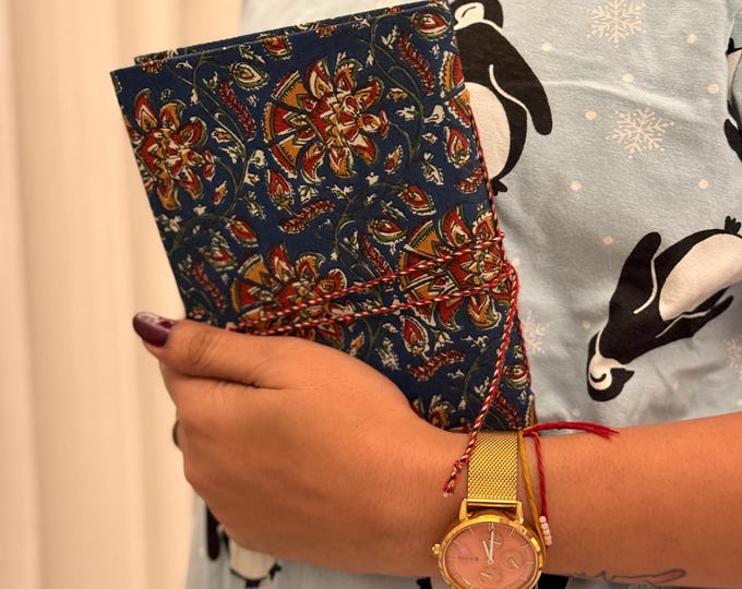 Hand Block Print Handmade Paper Diary, Handmade Journal Notebook, Artisan Writing Journal, Sustainable Gift