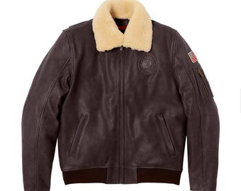 New Indian Men’s Brown Flying Biker Jacket Genuine Sheepskin Leather Motorcycle Jacket