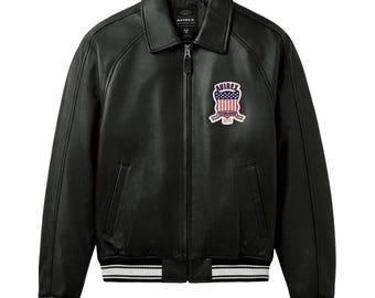 Avirex Men’s Black LONDON ICON Bomber Jacket Genuine Cowhide Leather  American Flight Jacket