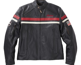 Chaqueta de motociclista de carreras Freeway 2 negra para hombre de la India, de cuero de vaca auténtico.
